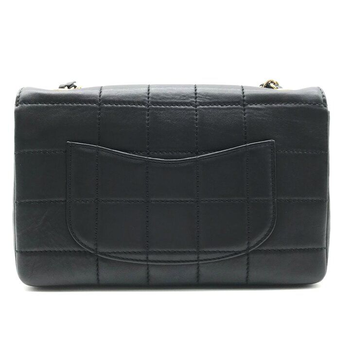 Chanel CC Logo Choco Bar Turnlock Leather Chain Shoulder Bag Black — view 3
