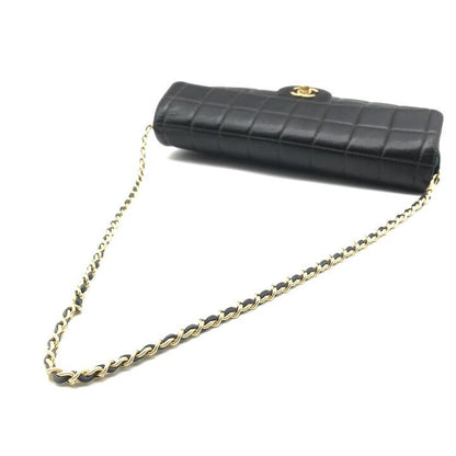 Chanel CC Logo Choco Bar Bicolor Turnlock Leather Chain Shoulder Bag Black — view 6