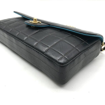 Chanel CC Logo Choco Bar Bicolor Turnlock Leather Chain Shoulder Bag Black — view 5