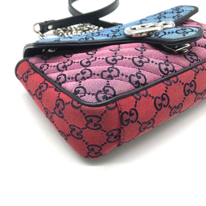 Gucci GG Marmont Chain Shoulder Bag Multicolor Jacquard Canvas — view 4
