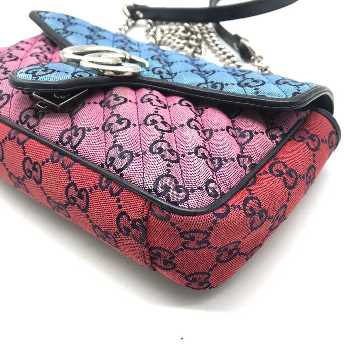 Gucci GG Marmont Chain Shoulder Bag Multicolor Jacquard Canvas — view 5