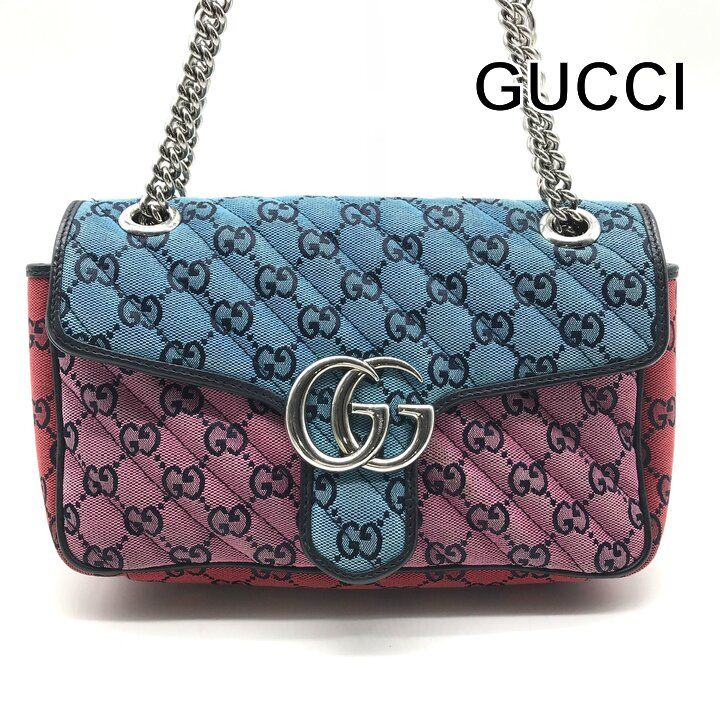 Gucci GG Marmont Chain Shoulder Bag Multicolor Jacquard Canvas