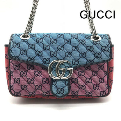 Gucci GG Marmont Chain Shoulder Bag Multicolor Jacquard Canvas