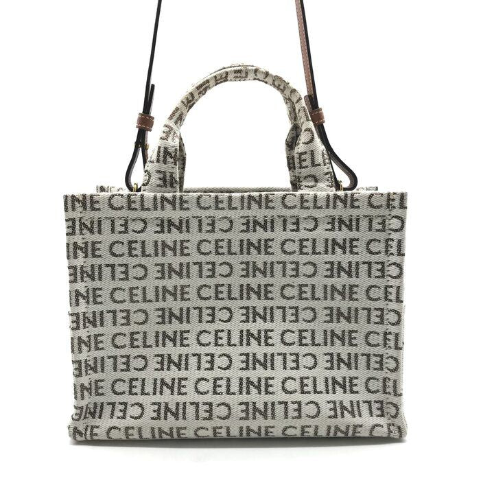 Celine Triomphe Logo Small Cabas Thais Textile 2-Way Bag Brown — view 3