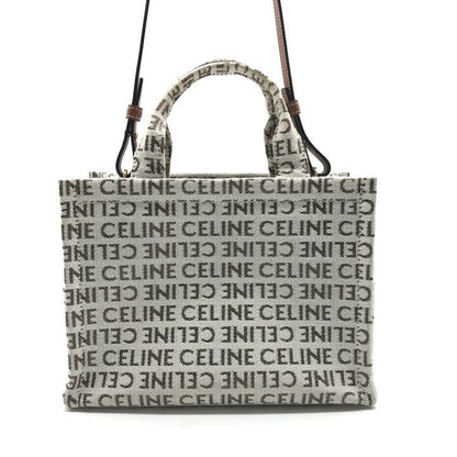 Celine Triomphe Logo Small Cabas Thais Textile 2-Way Bag Brown — view 3
