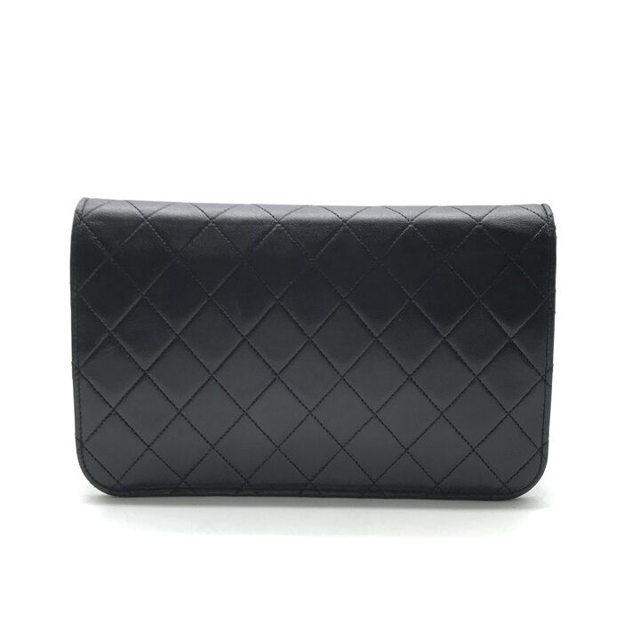 Chanel CC Logo Quilted Chain Shoulder Bag Push Lock Lambskin Black — view 2