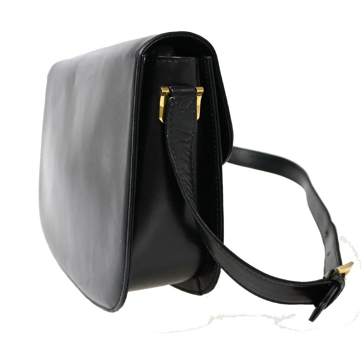 Celine Carriage Shoulder Bag Black Gold Leather — view 2