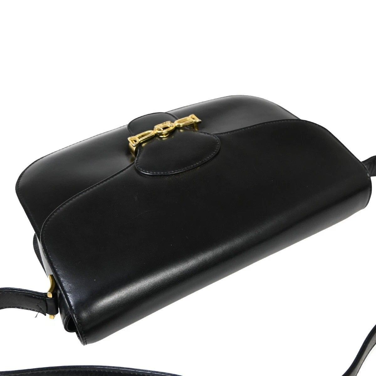 Celine Carriage Shoulder Bag Black Gold Leather — view 3