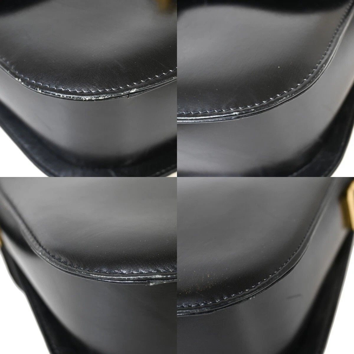 Celine Carriage Shoulder Bag Black Gold Leather — view 7
