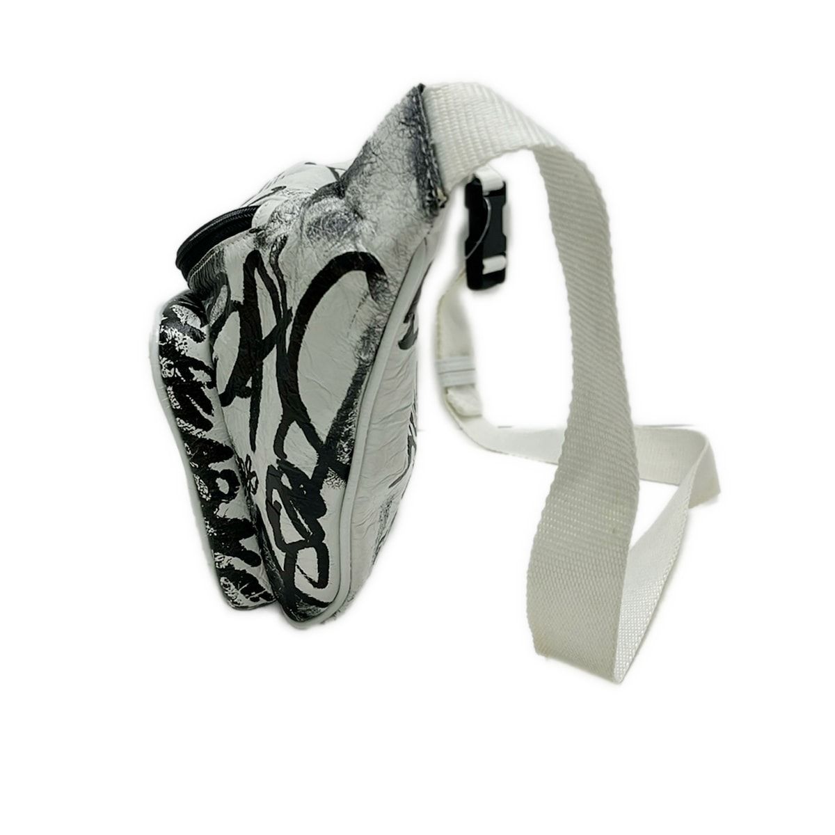 Balenciaga Waist Pouch Explorer Belt Pack White Black Leather — view 4