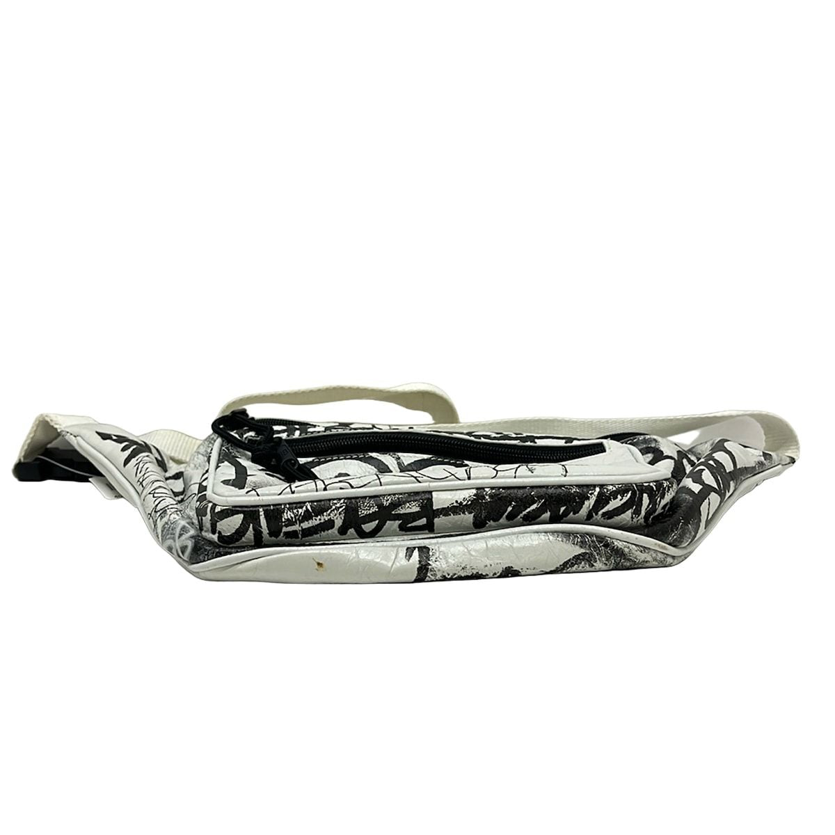 Balenciaga Waist Pouch Explorer Belt Pack White Black Leather — view 5