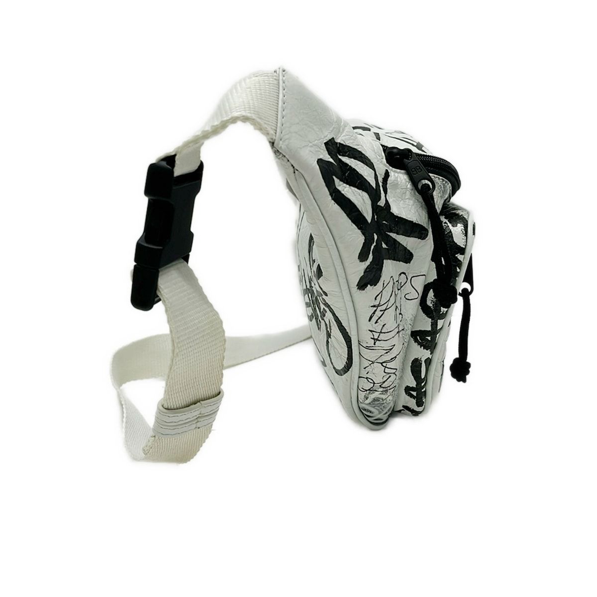 Balenciaga Waist Pouch Explorer Belt Pack White Black Leather — view 2