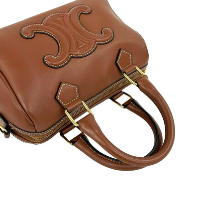 Celine Cuir Triomphe Leather 2-Way Mini Boston Bag Brown — view 4