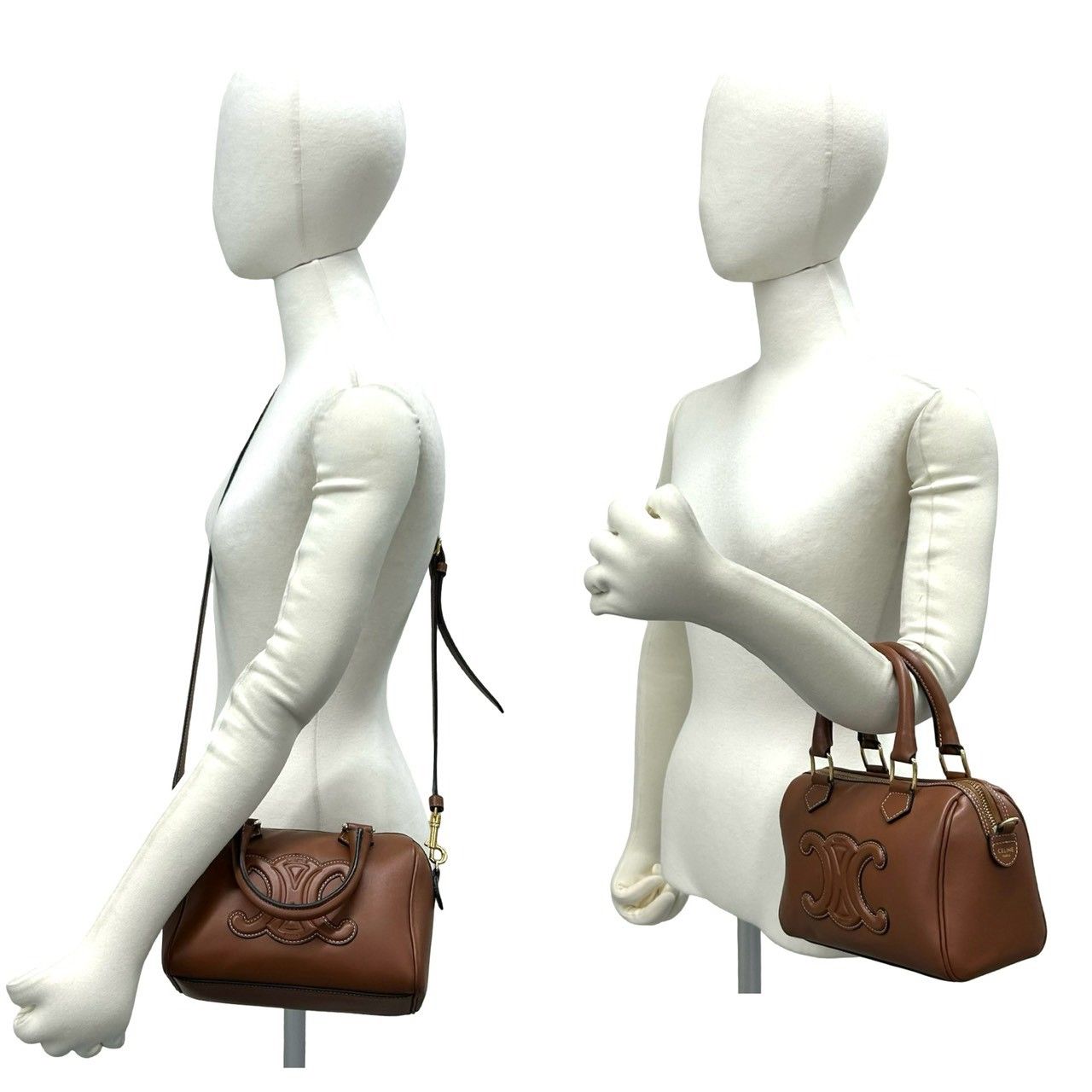 Celine Cuir Triomphe Leather 2-Way Mini Boston Bag Brown — view 2