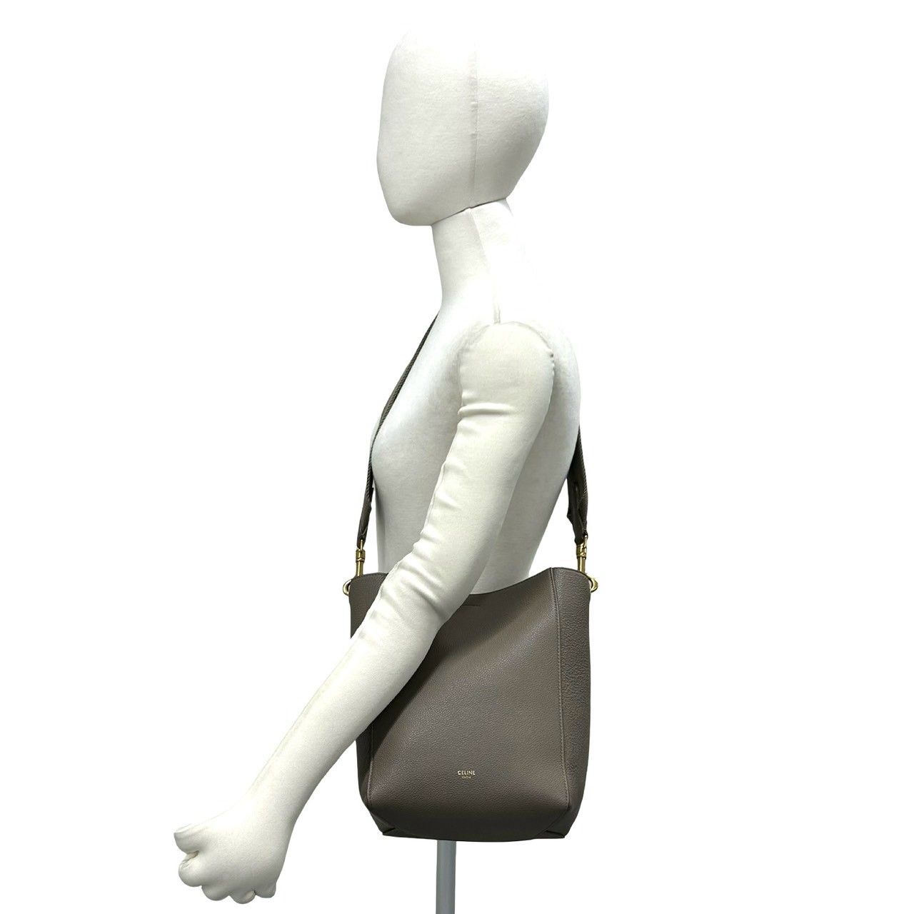 Celine Sangle Bucket Small Leather Shoulder Bag Cross Beige — view 2