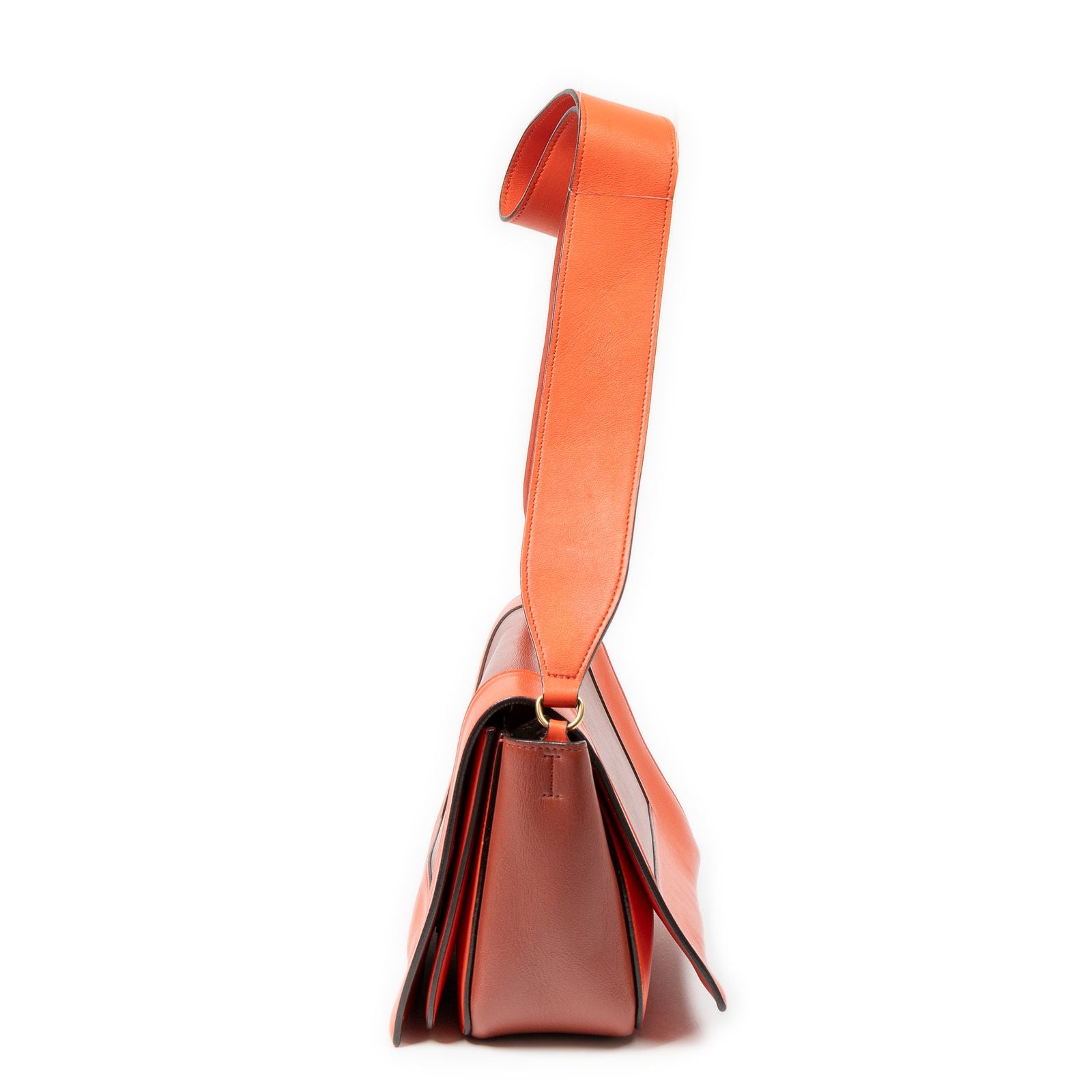 Celine Medium Frame Cross Belt Bag Orange Burgundy Calfskin Leather — view 3