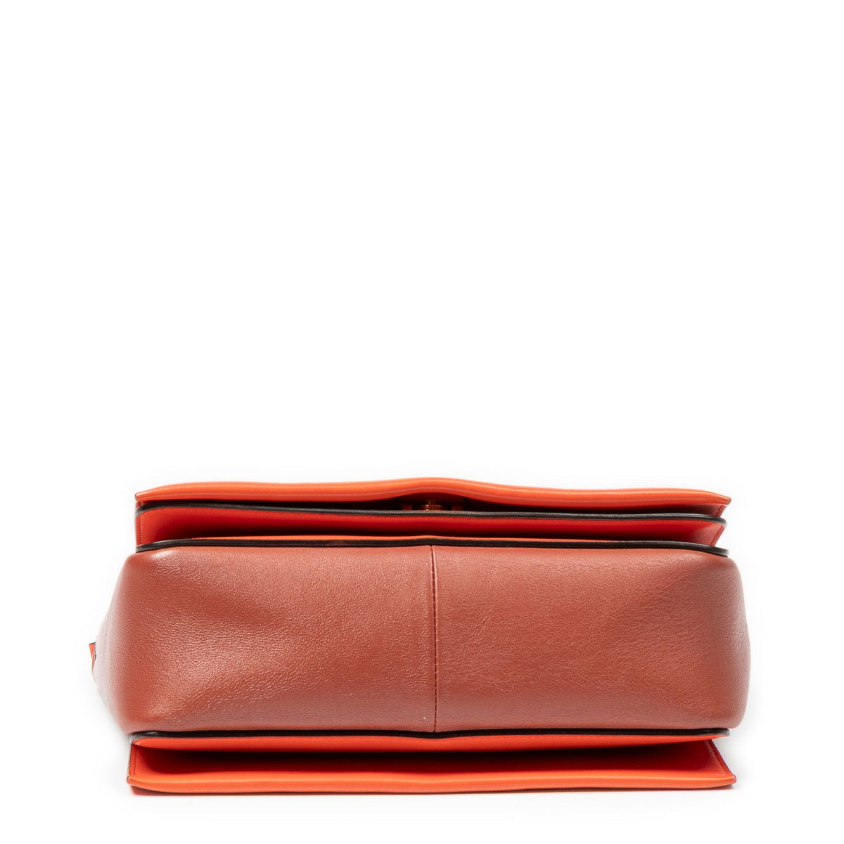 Celine Medium Frame Cross Belt Bag Orange Burgundy Calfskin Leather — view 6