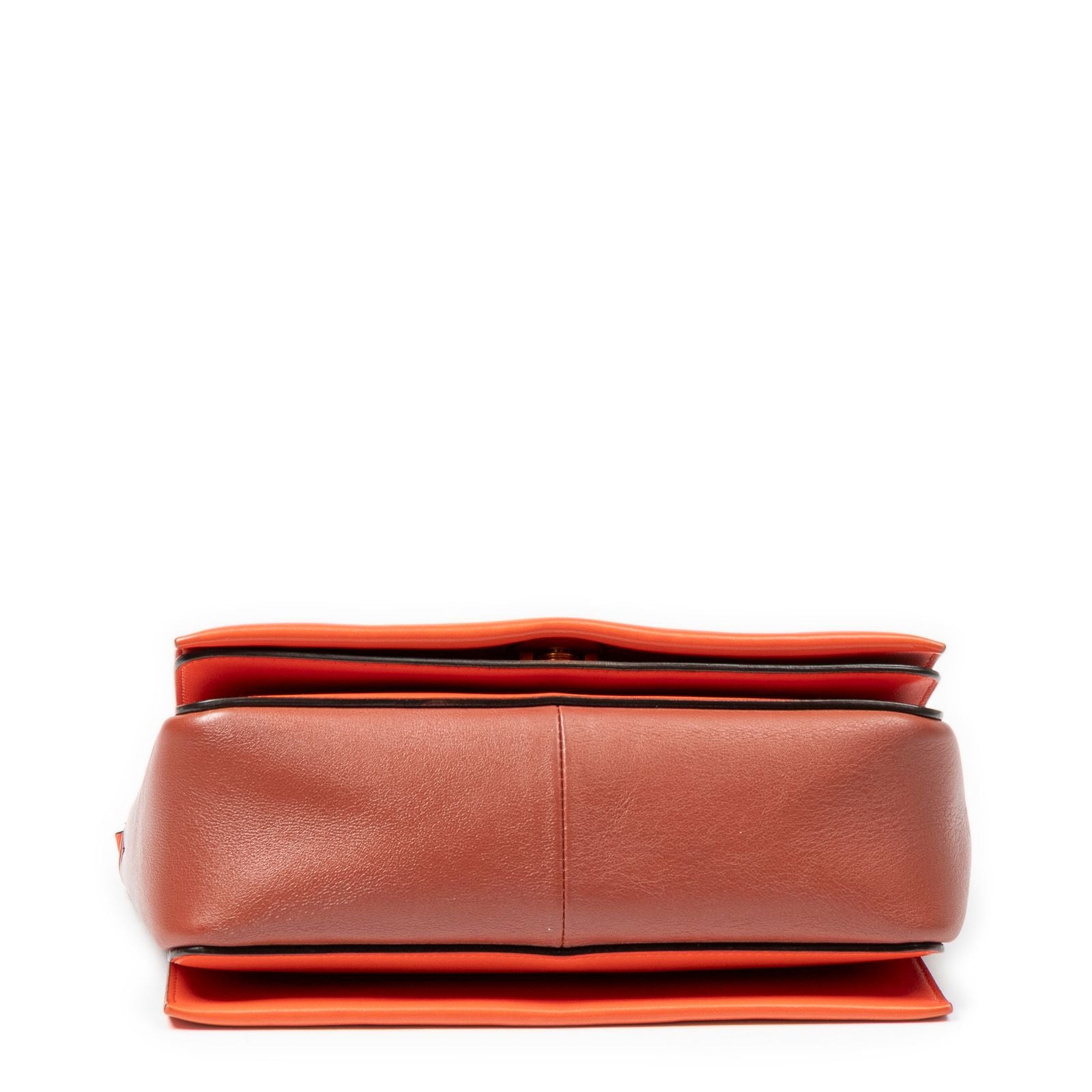 Celine Medium Frame Cross Belt Bag Orange Burgundy Calfskin Leather — view 6