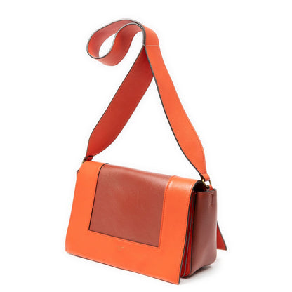 Celine Medium Frame Cross Belt Bag Orange Burgundy Calfskin Leather — view 2