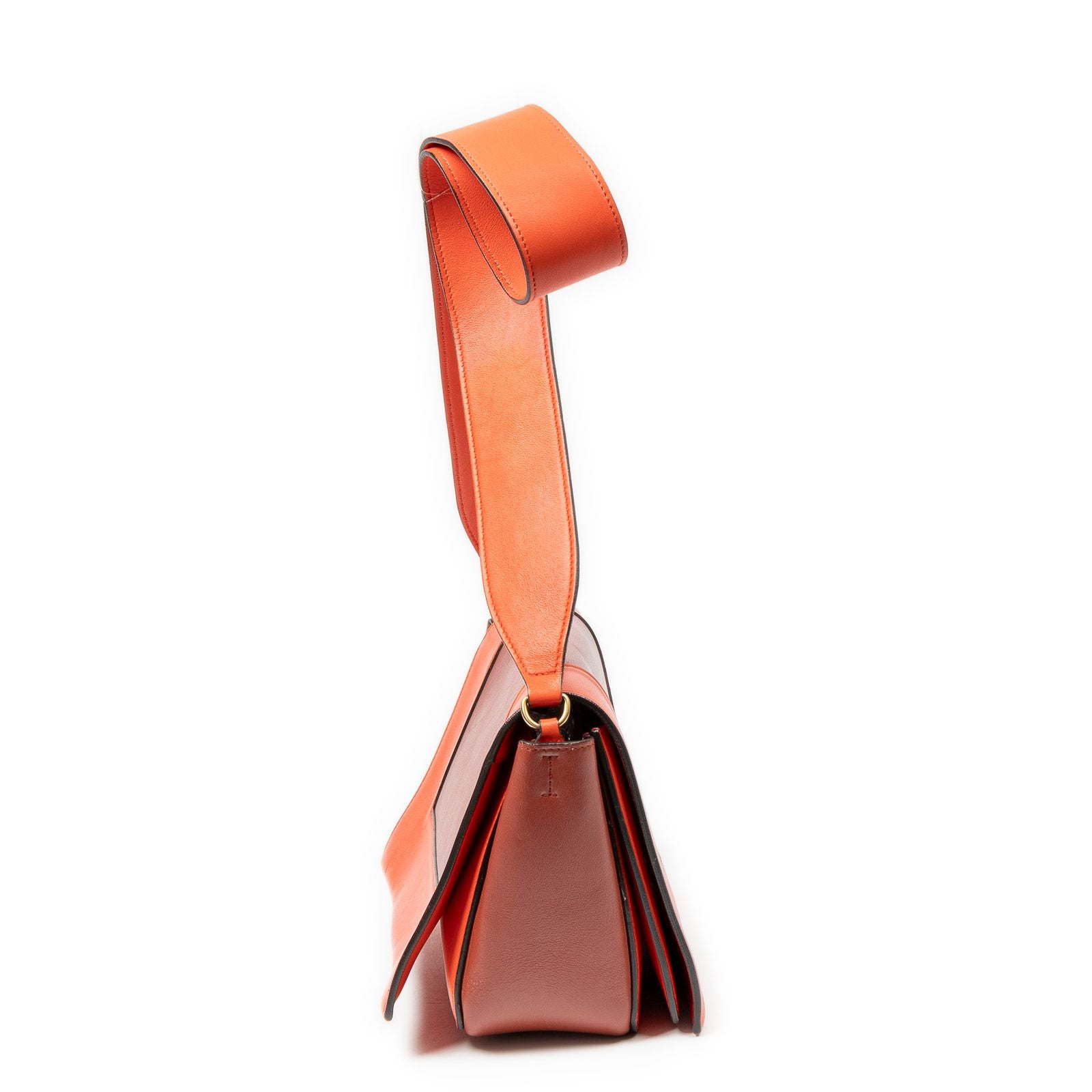 Celine Medium Frame Cross Belt Bag Orange Burgundy Calfskin Leather — view 4