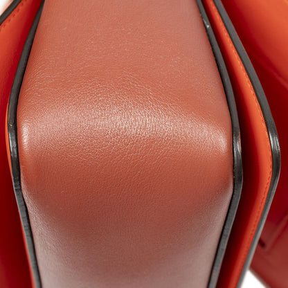 Celine Medium Frame Cross Belt Bag Orange Burgundy Calfskin Leather — view 8