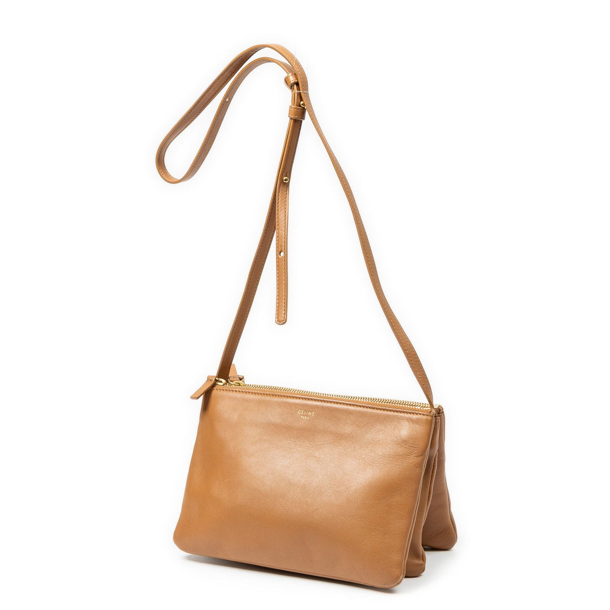 Celine Small Trio Crossbody Tan Calfskin Leather — view 2