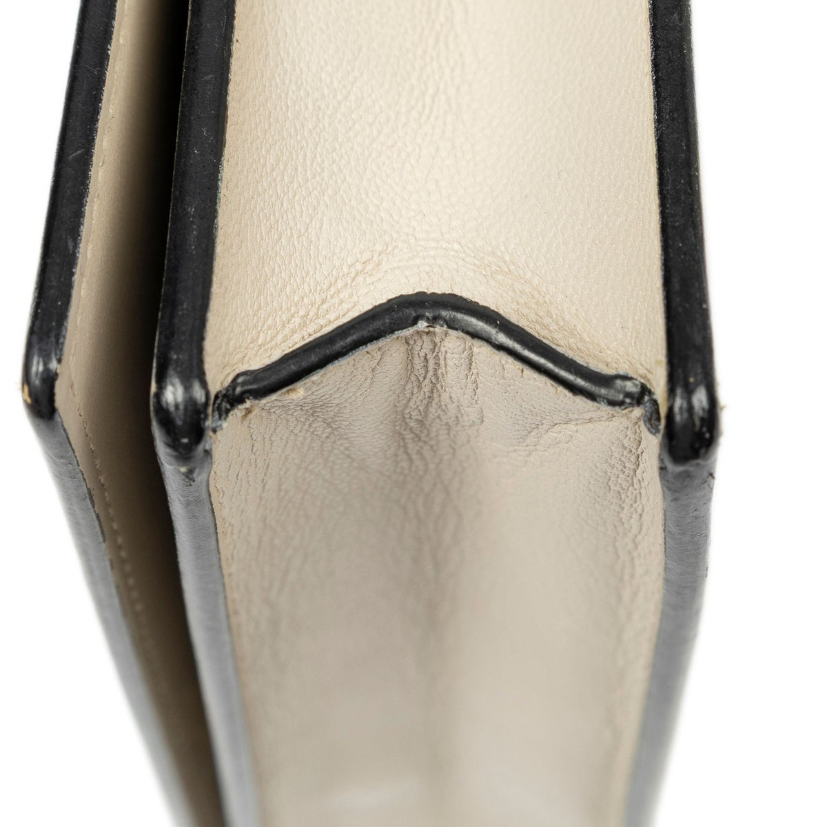 Celine Frame Evening Chain Clutch Beige Gray Calfskin Leather — view 7