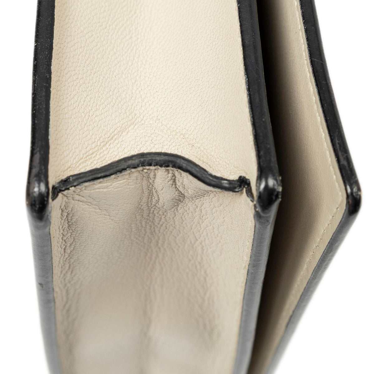 Celine Frame Evening Chain Clutch Beige Gray Calfskin Leather — view 8
