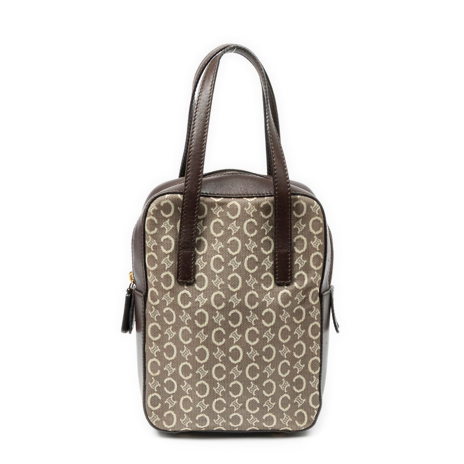 Celine Vintage Mini Handbag Beige Brown C Macadam Canvas