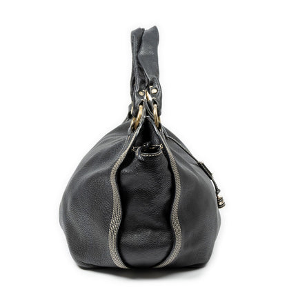 Celine Large Bitter Sweet Black Gray Leather Shoulder Bag — view 4