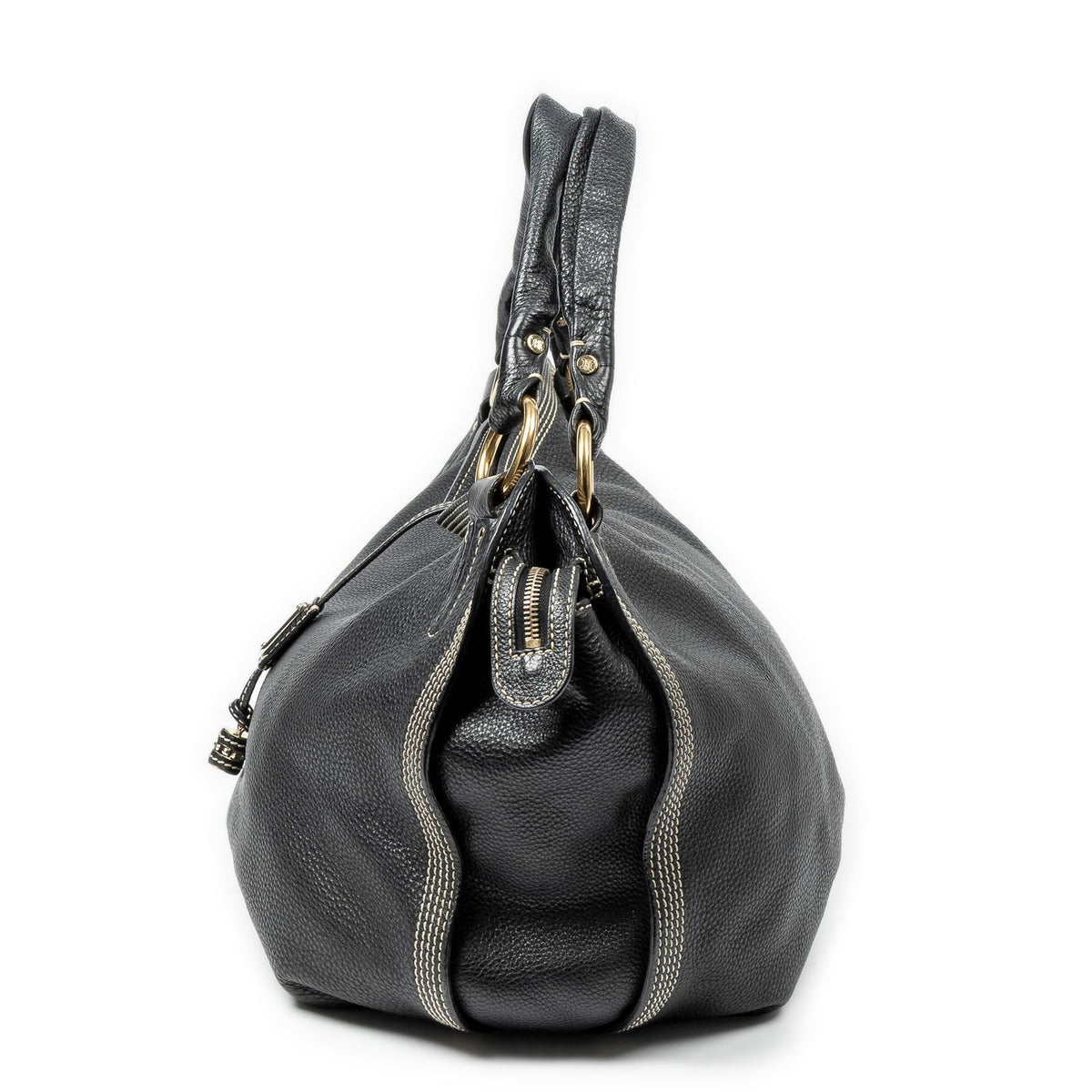 Celine Large Bitter Sweet Black Gray Leather Shoulder Bag — view 3