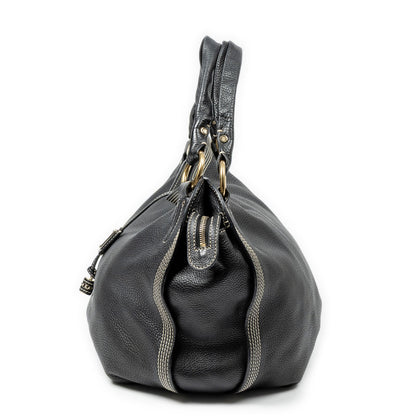 Celine Large Bitter Sweet Black Gray Leather Shoulder Bag — view 3