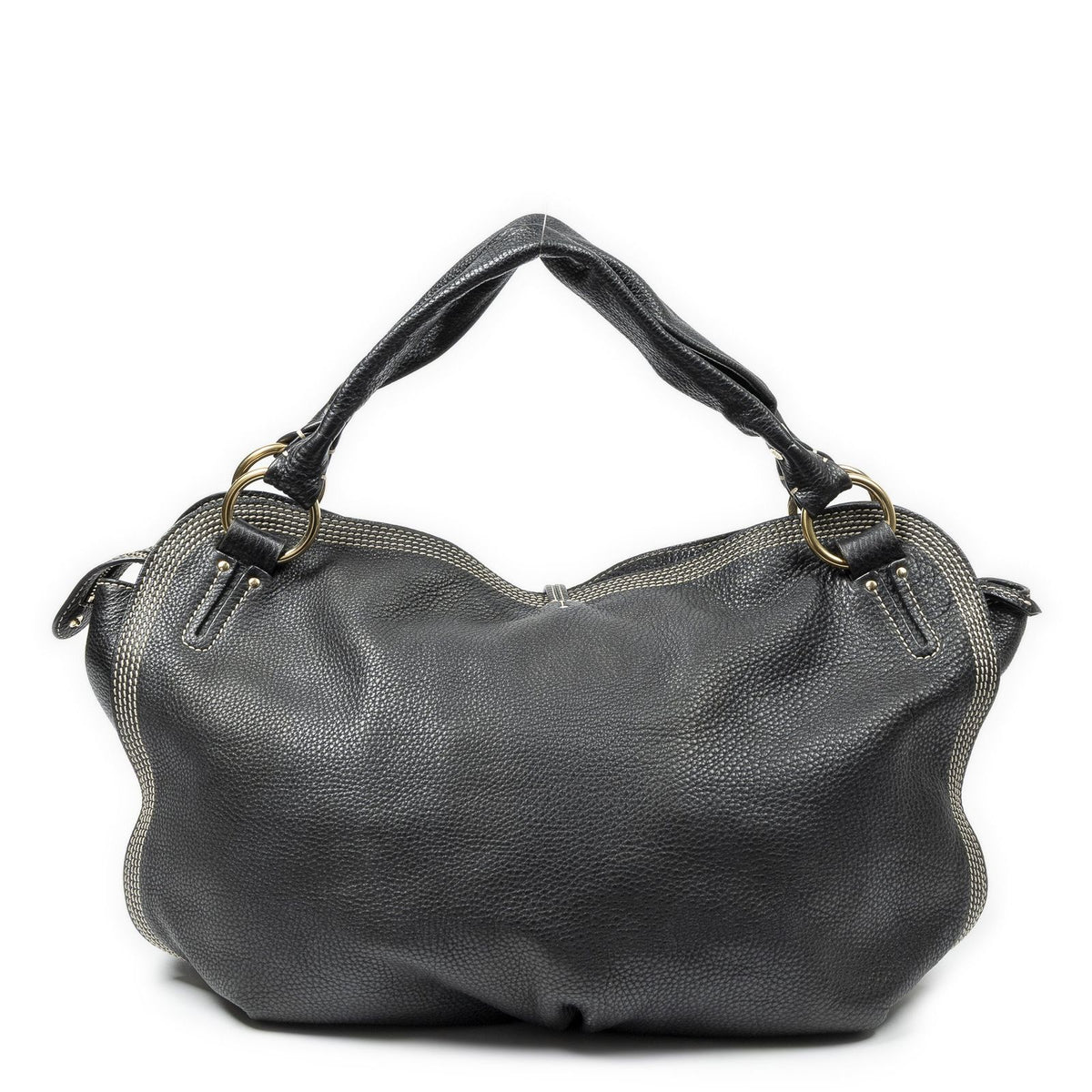 Celine Large Bitter Sweet Black Gray Leather Shoulder Bag — view 5