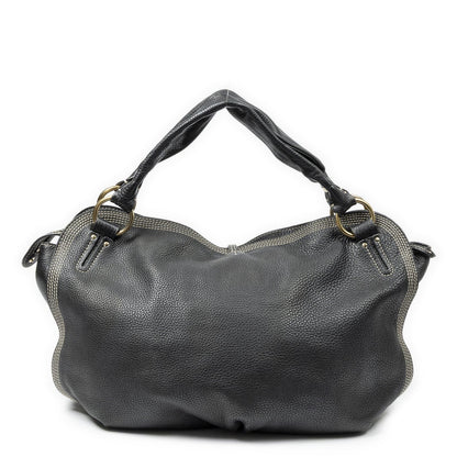 Celine Large Bitter Sweet Black Gray Leather Shoulder Bag — view 5