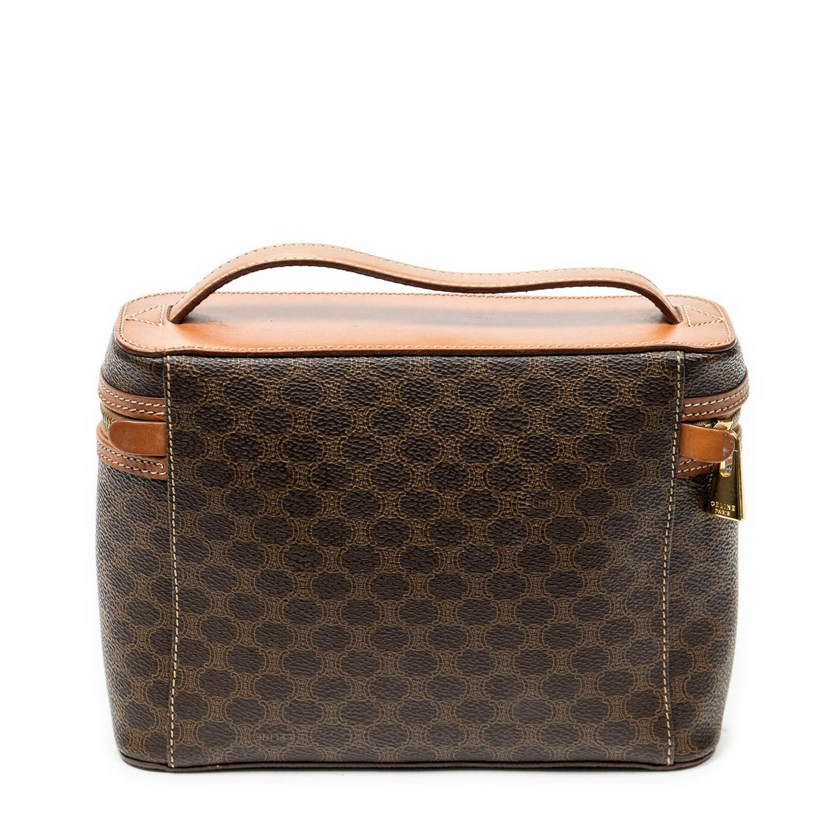 Celine Top Handle Toiletry Pouch Brown Macadam Canvas — view 5