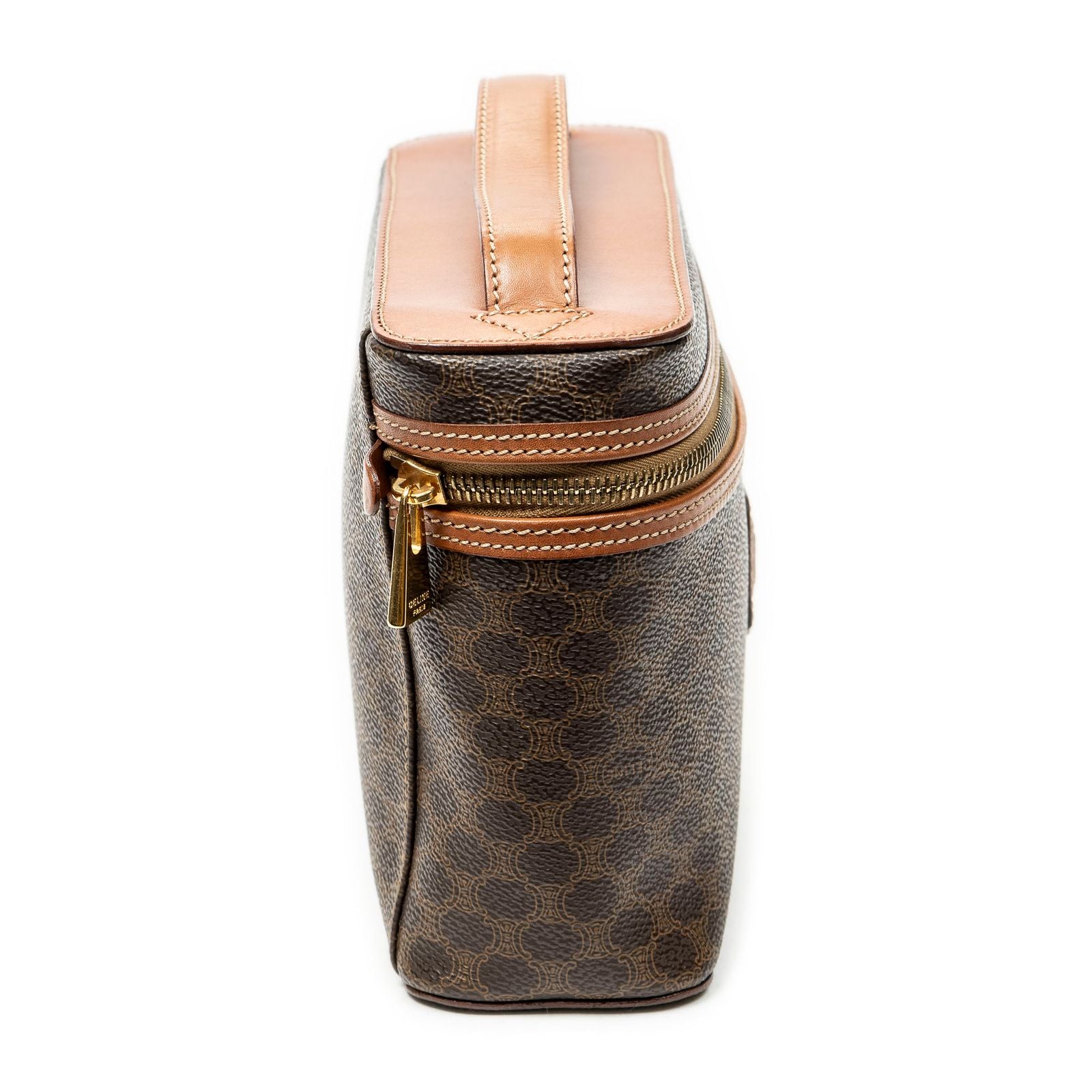 Celine Top Handle Toiletry Pouch Brown Macadam Canvas — view 4