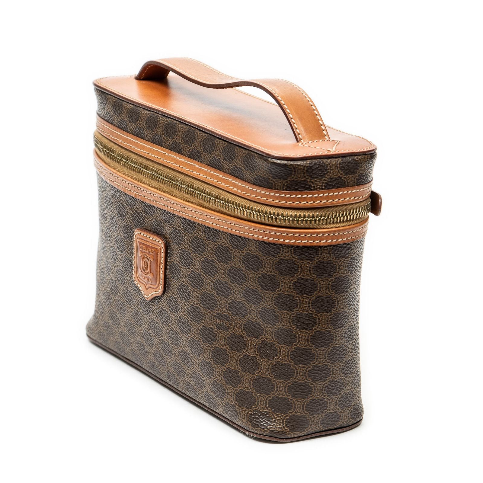 Celine Top Handle Toiletry Pouch Brown Macadam Canvas — view 2