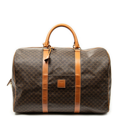 Celine Medium Travel Boston Brown Macadam Canvas Handbag