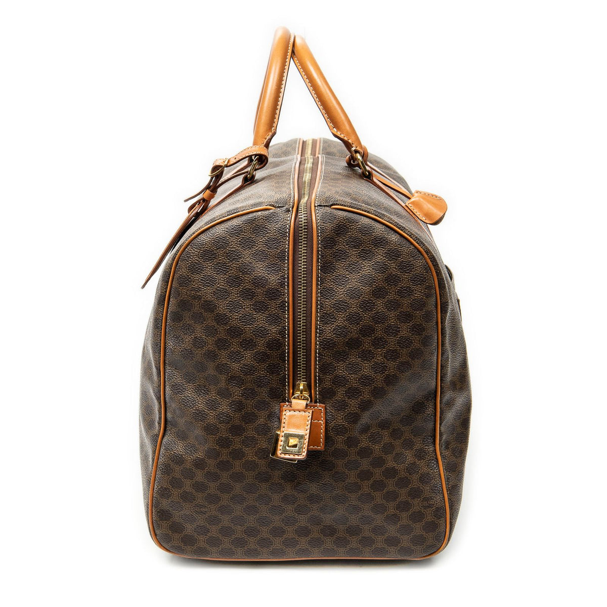 Celine Medium Travel Boston Brown Macadam Canvas Handbag — view 4