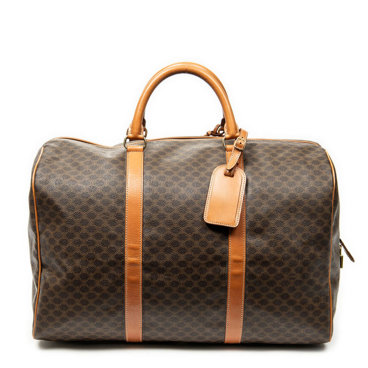 Celine Medium Travel Boston Brown Macadam Canvas Handbag — view 5