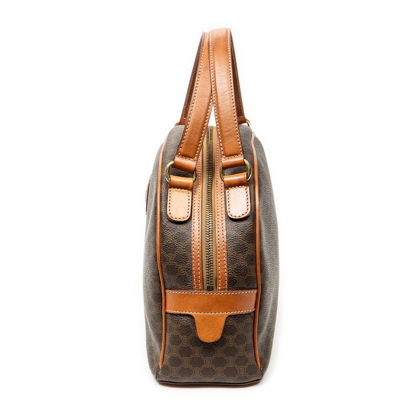 Celine Vintage Dome Top Handle Brown Macadam Canvas Handbag — view 3