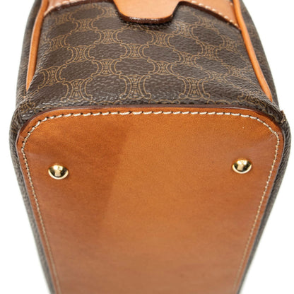 Celine Vintage Dome Top Handle Brown Macadam Canvas Handbag — view 8