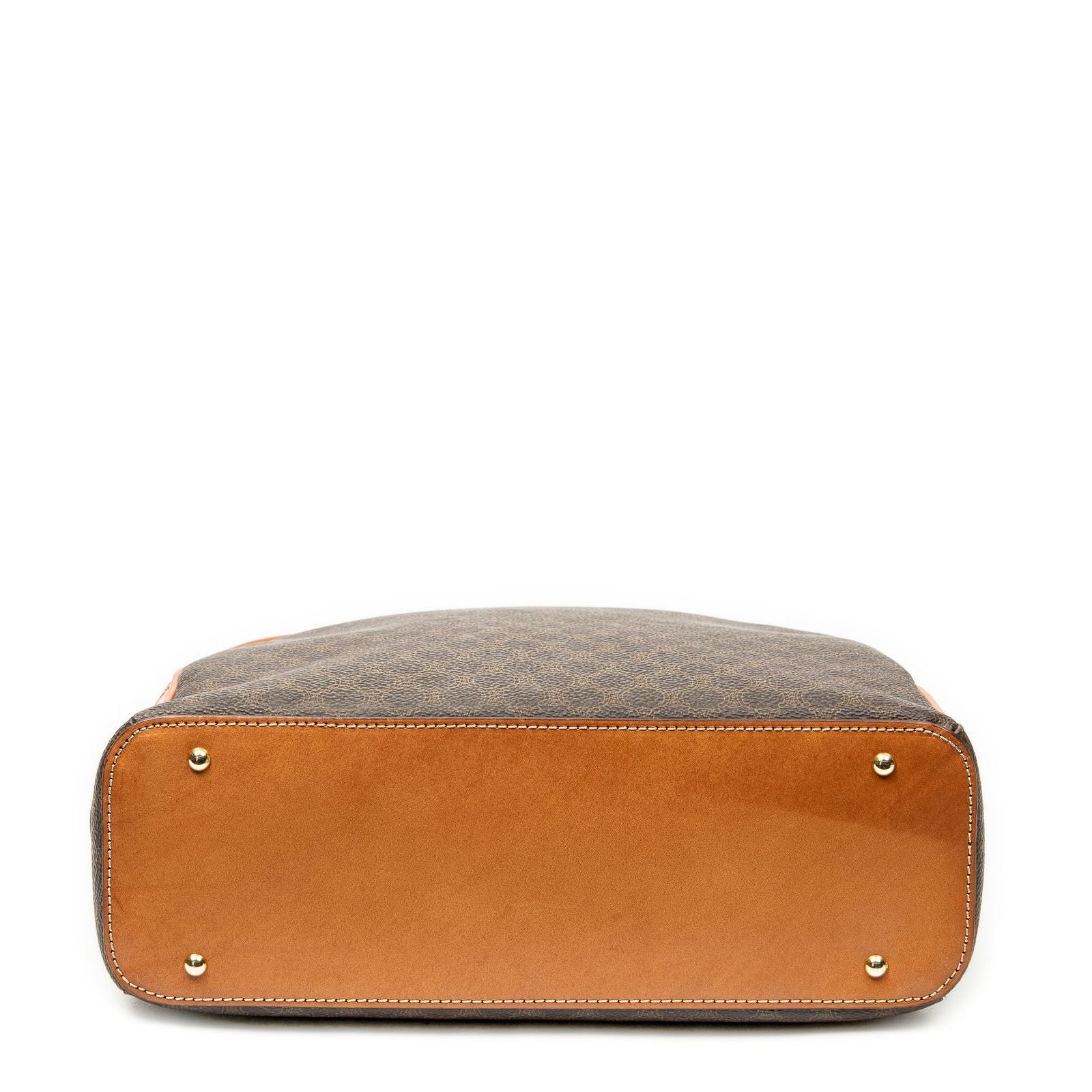 Celine Vintage Dome Top Handle Brown Macadam Canvas Handbag — view 6