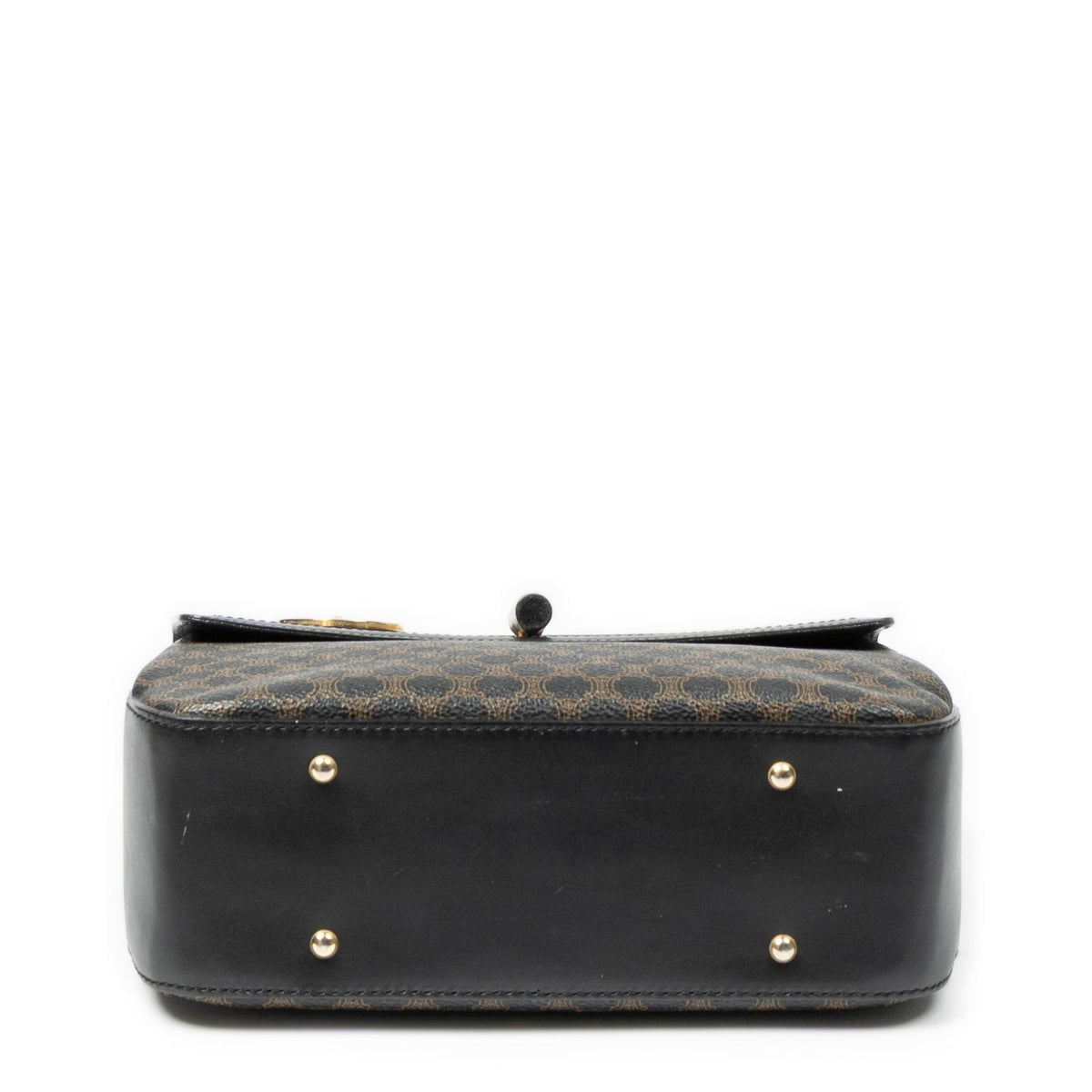 Celine Vintage Turnlock Charm Top Handle Bag Brown Black Macadam Canvas — view 6