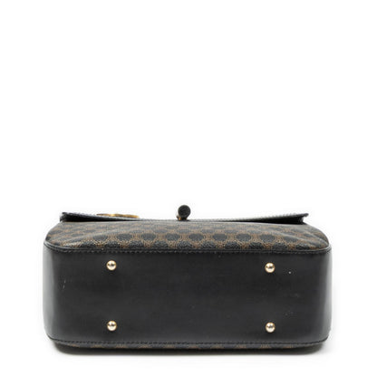 Celine Vintage Turnlock Charm Top Handle Bag Brown Black Macadam Canvas — view 6