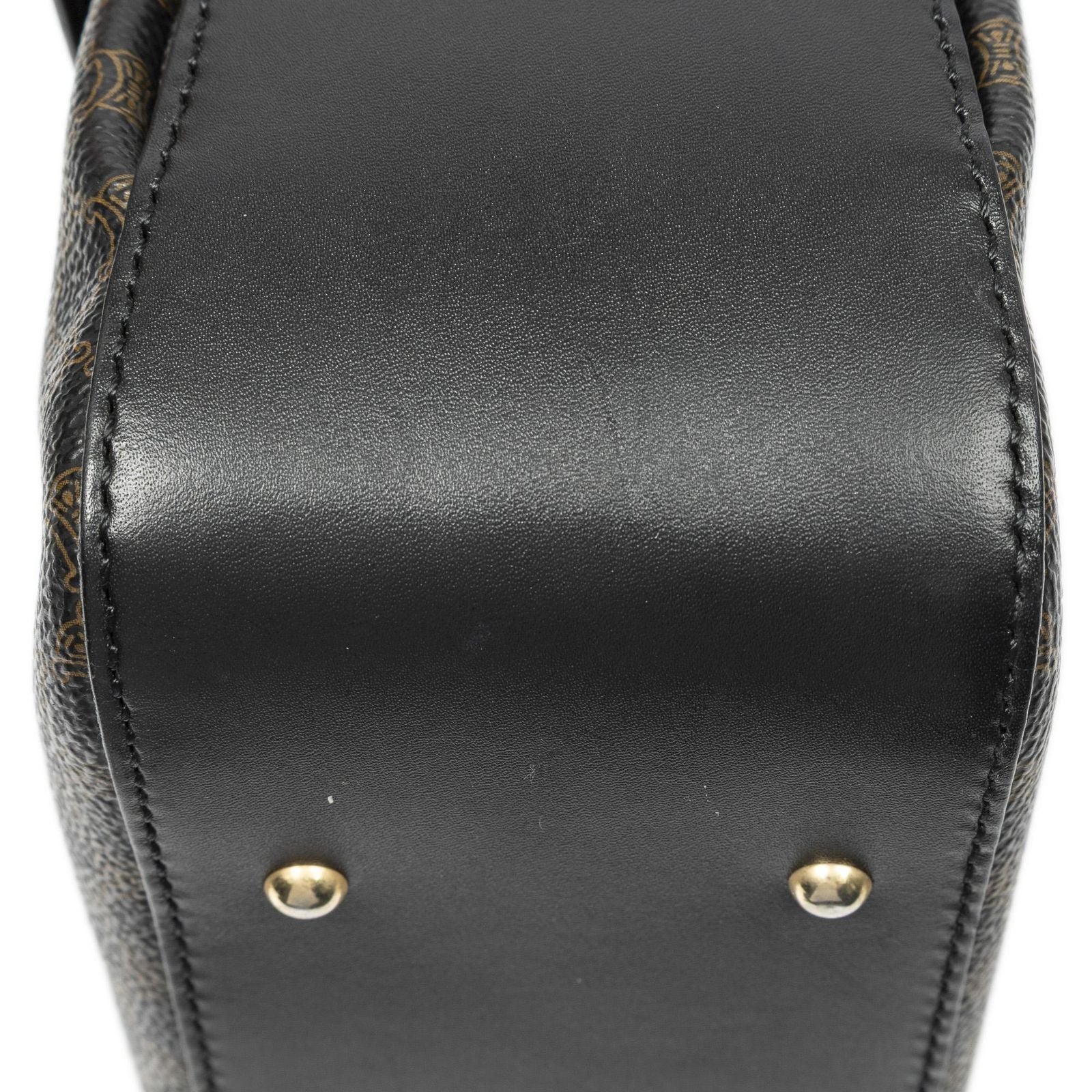 Celine Vintage Turnlock Charm Top Handle Bag Brown Black Macadam Canvas — view 7