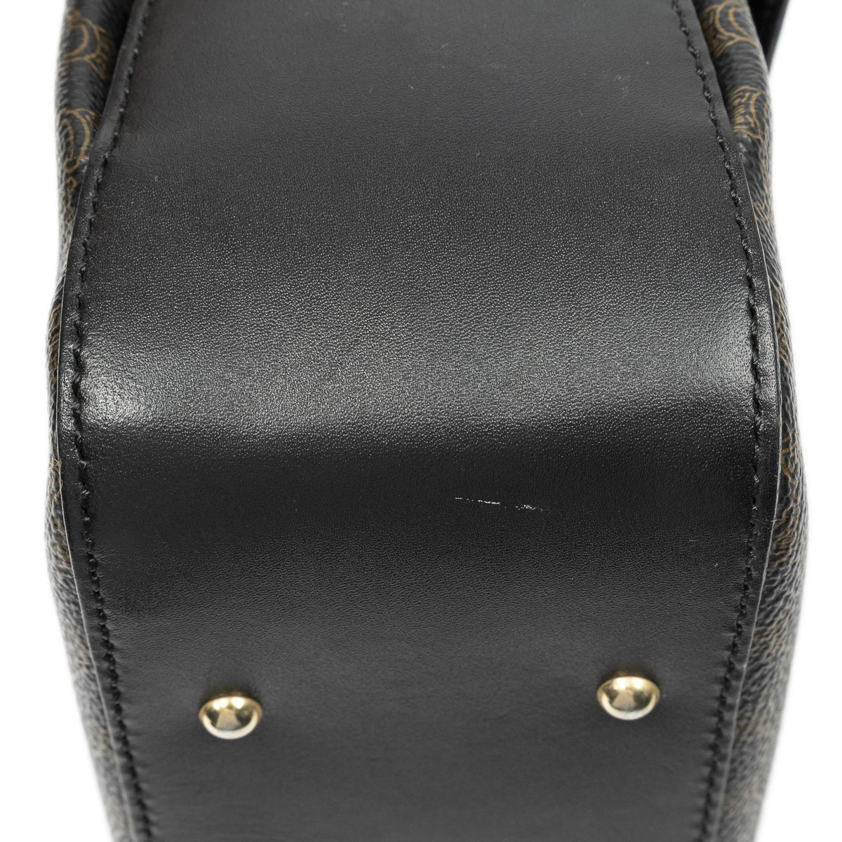 Celine Vintage Turnlock Charm Top Handle Bag Brown Black Macadam Canvas — view 8