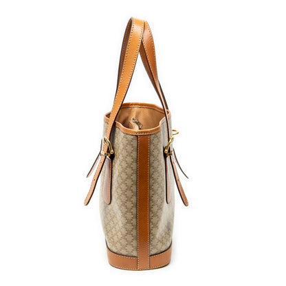 Celine Vintage Small Open Tote Beige Tan Macadam Canvas — view 3
