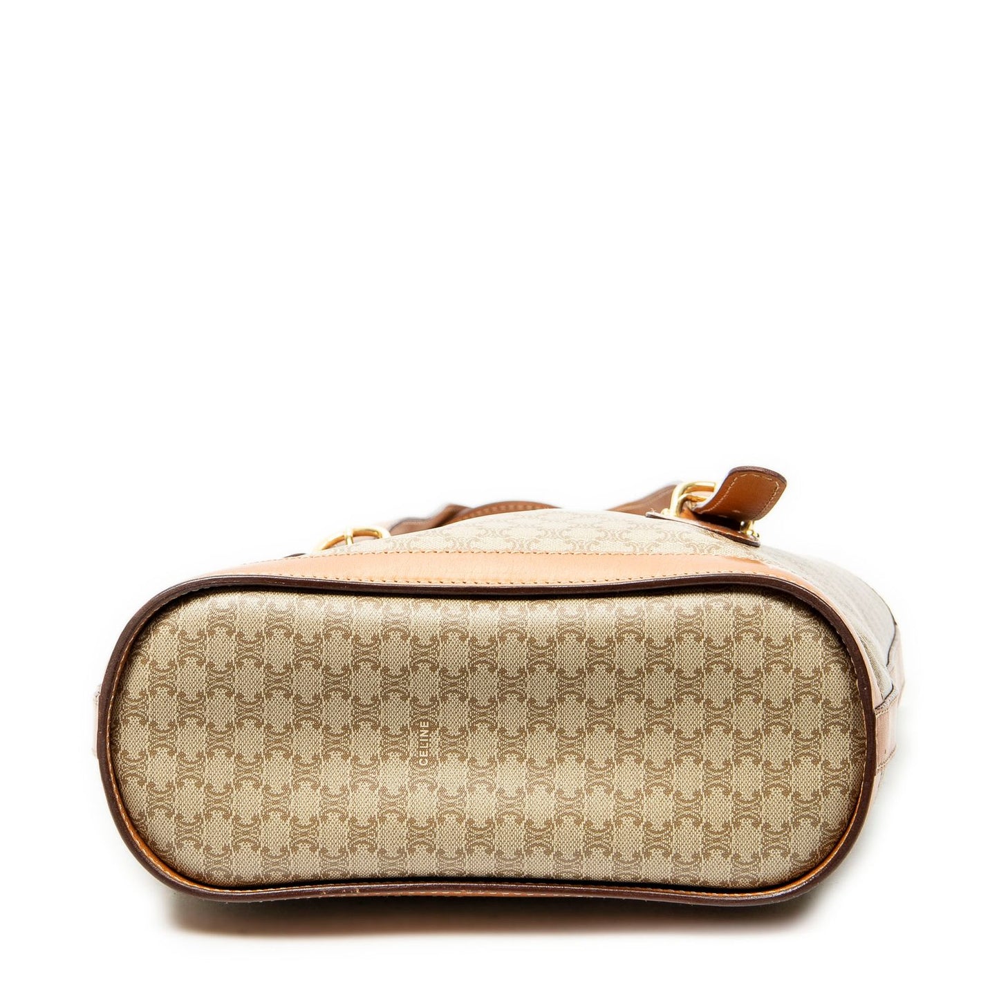 Celine Vintage Small Open Tote Beige Tan Macadam Canvas — view 6