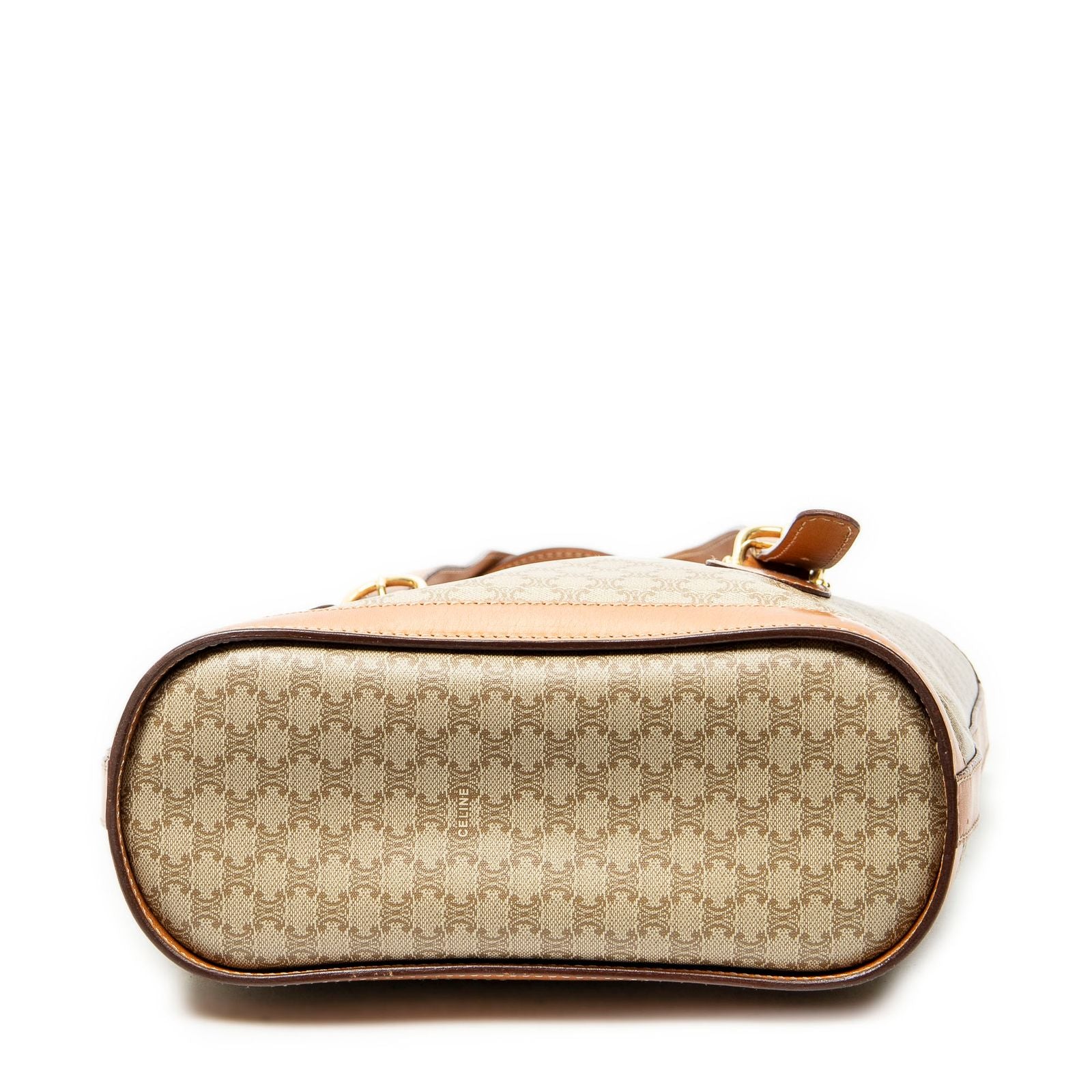 Celine Vintage Small Open Tote Beige Tan Macadam Canvas — view 6